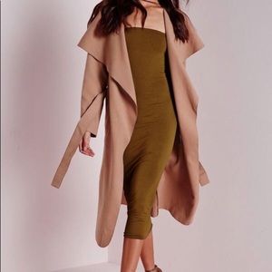 Waterfall camel belted coat